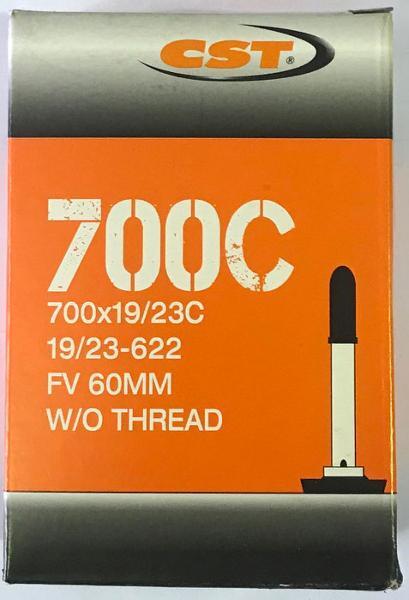 CST Tube 700 x 19-23C Presta Valve 60mm Threadless Valve Black